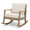 Teakholz-Schaukelstuhl mit Polyester und Rattan-Geflecht