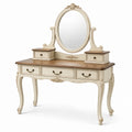 MDF Frisiertisch mit Spiegel Oval Creme