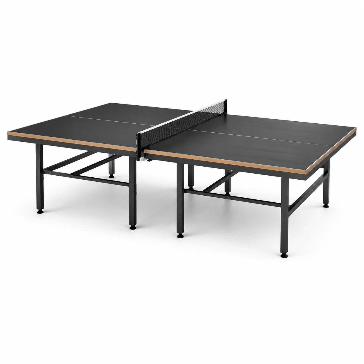 Klappbarer Tischtennistisch aus MDF und Stahl in Schwarz