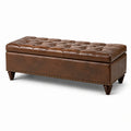 Truhenbank Leder Braun mit Stauraum