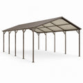 Carport 6m x 4m Stahl Polycarbonatdach Braun