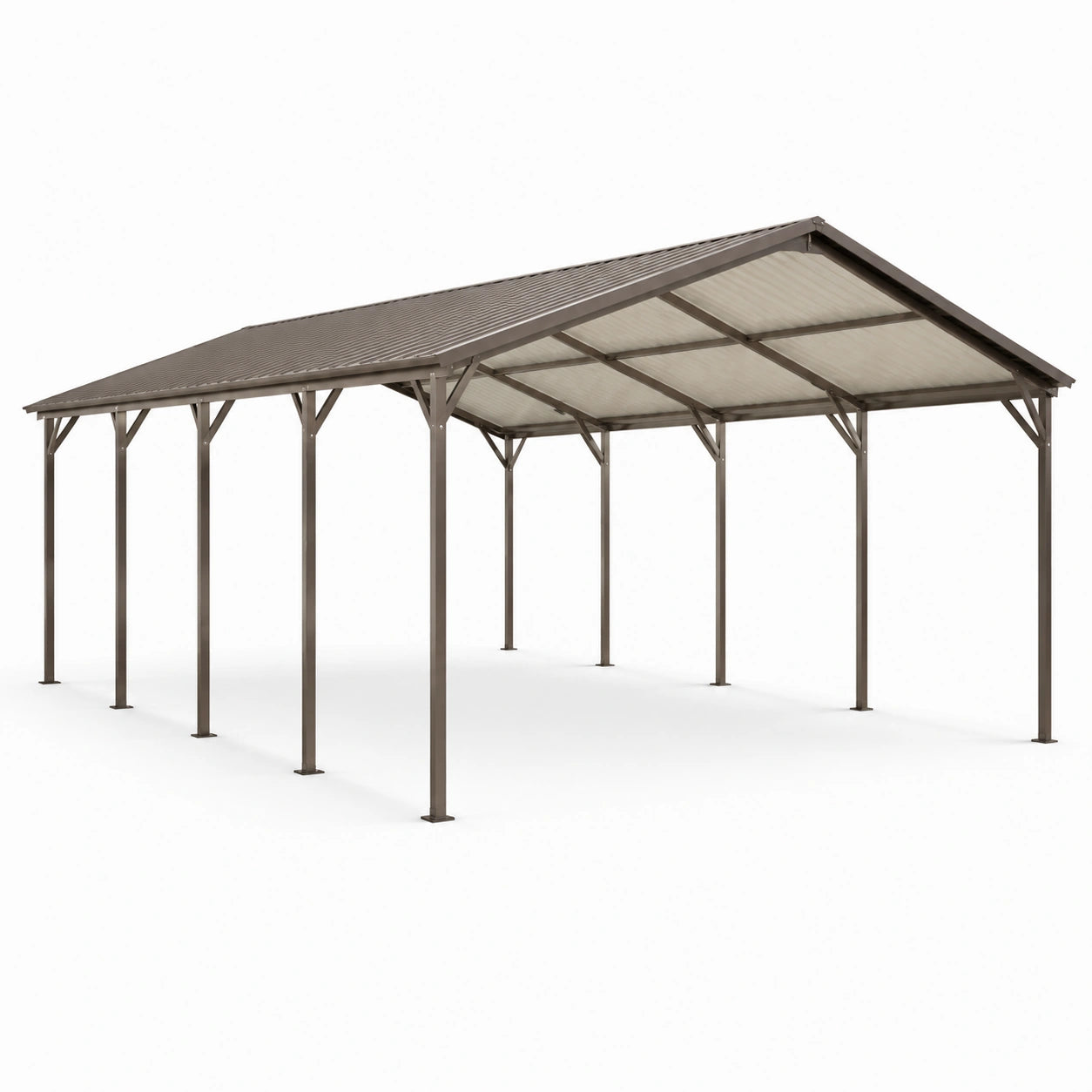 Carport 6m x 4m Stahl Polycarbonatdach Braun