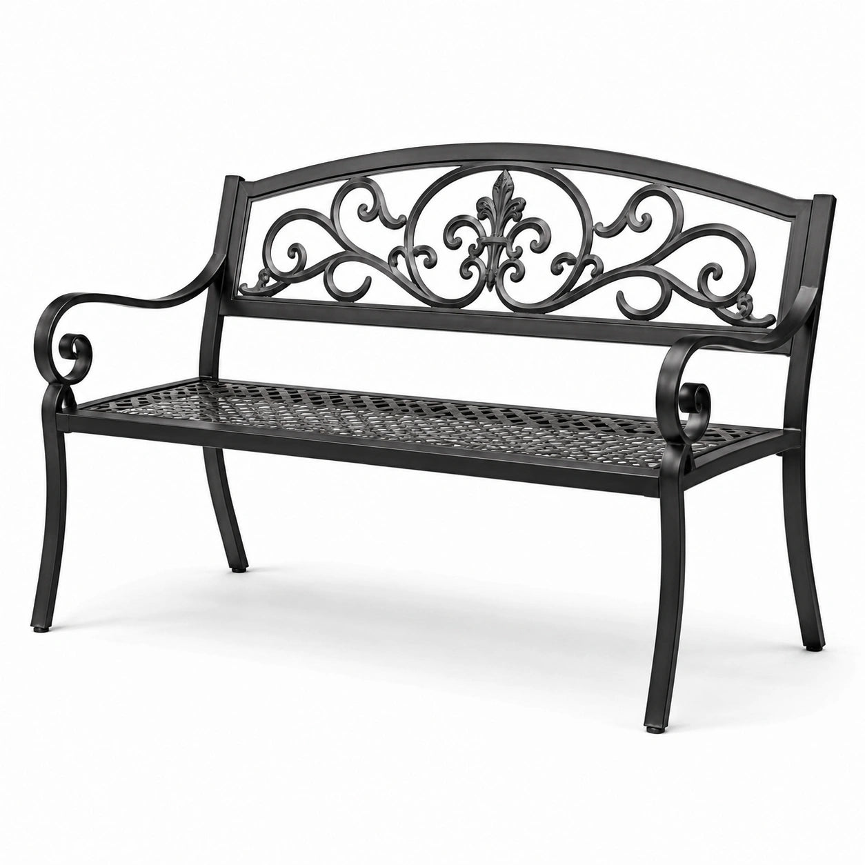 Gartenbank Metall Schwarz 128cm