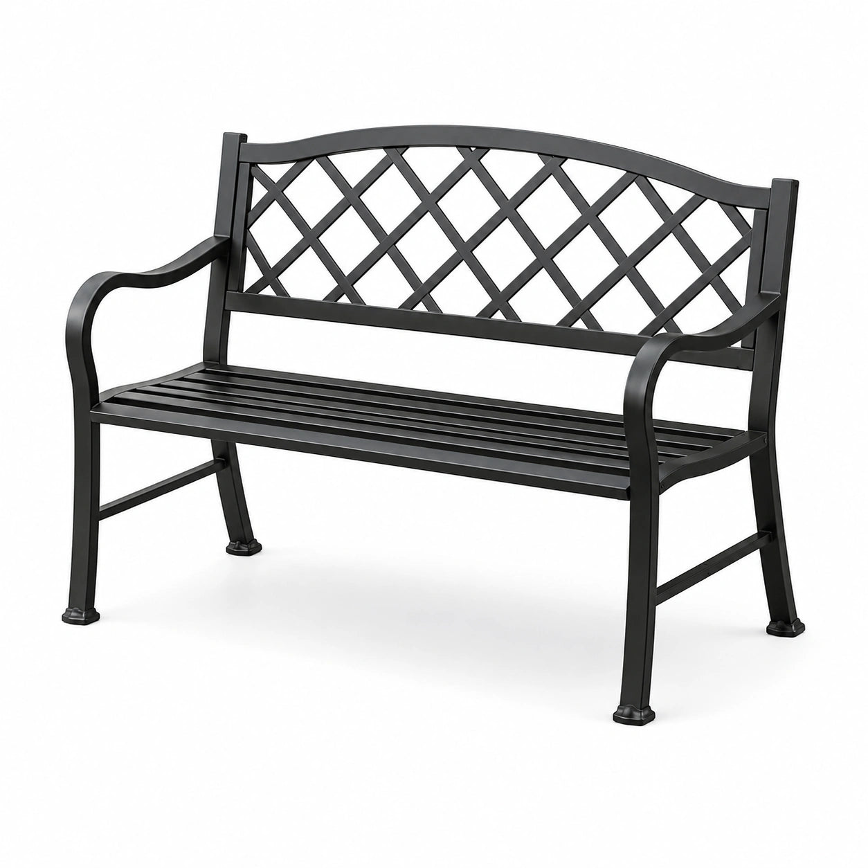 Gartenbank Metall Schwarz 2-Sitzer 128cm
