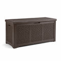 Gartenbox Polypropylen Braun mit Geflechtoptik 118x45x57 cm