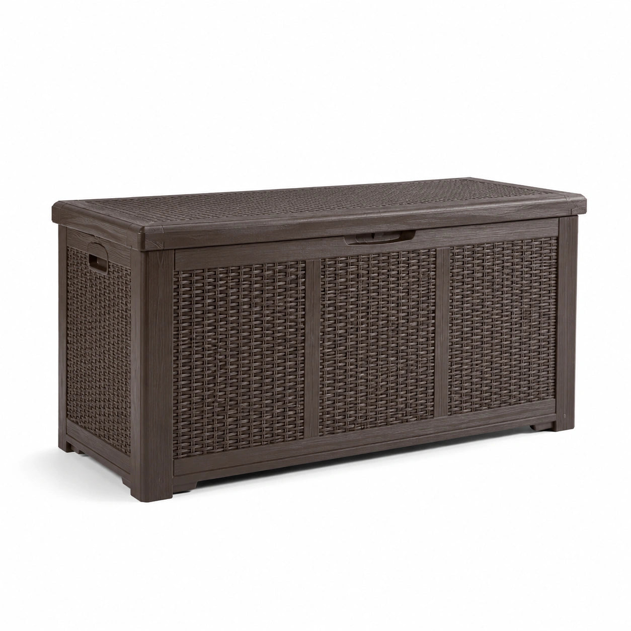 Gartenbox Polypropylen Braun mit Geflechtoptik 118x45x57 cm