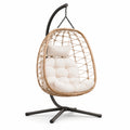 Hängesessel aus Polyrattan mit Stahlgestell Beige
