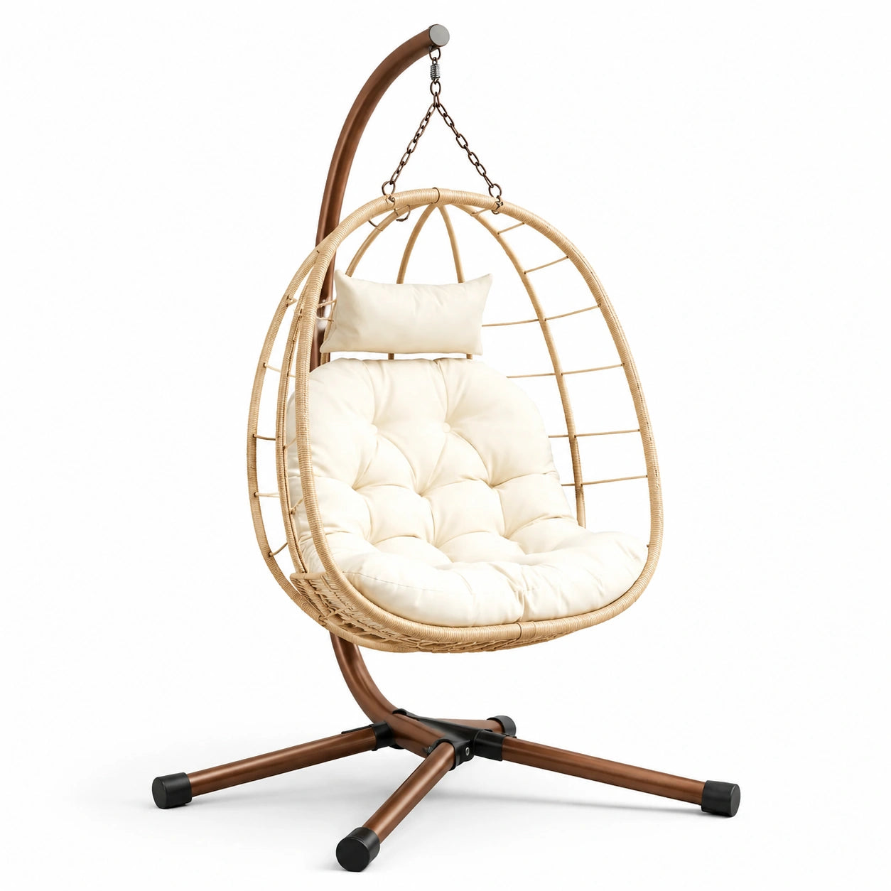 Rattan Hängesessel mit Stahlrahmen und Kissen