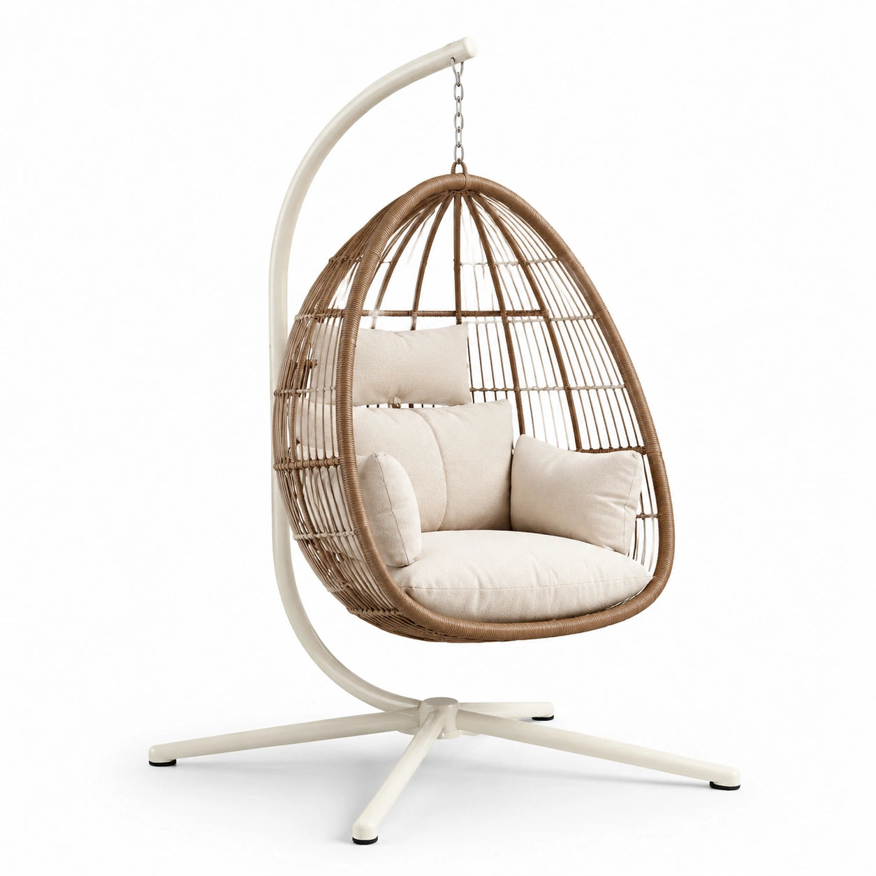 Rattan-Hängesessel mit Stahlrahmen Beige