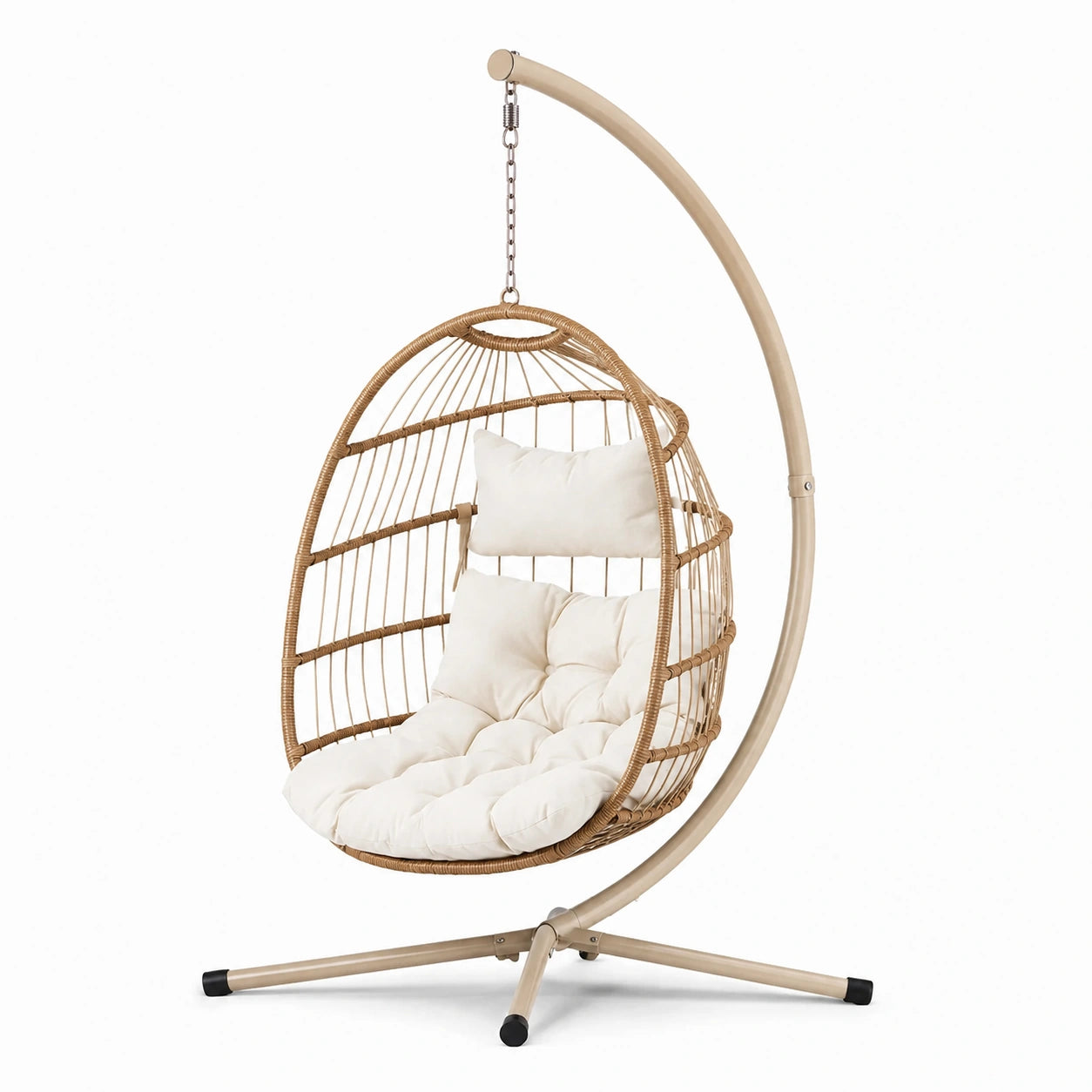 Hängesessel mit Gestell PE-Rattan Beige 200 cm