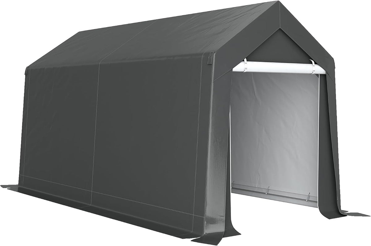 Gerätehaus Outsunny, 210 x 360 x 235 cm, Dunkelgrau, Garagenzelt für Fahrräder, wasserdicht Zeltgarage mit Tür
