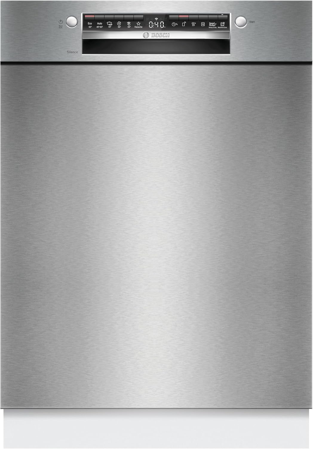 Bosch Geschirrspüler, 60 cm, Edelstahl, SMU4HTS00E Serie 4, breit, unterbaufähige Spülmaschine mit Besteckkorb