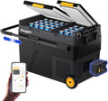 BougeRV Kühlschrank, 173 Wh, 230 V, 49 L, 12 V, Schwarz/Gelb, CRD2 Kompressor Kühlbox mit Akku, Akku Kühlbox mit Doppeltür Dualzonen (Verbesserter
