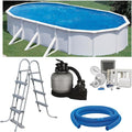 POWERHAUS24 Stahlrahmenpool, 1,20 m, 4 m, Weiß/Blau/Grau, Planet Pool Premium Ovalpool-Set 5, 35 x 3, 00 x, frei aufstellbar
