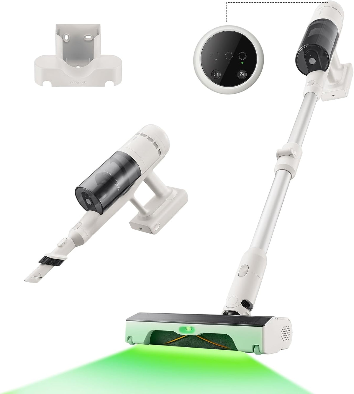 roborock Staubsauger, Weiß/Schwarz, H60 kabelloser, 115AW Saugleistung, 60Min Laufzeit, 90° Flexibles Rohr, Stauberkennung-LED