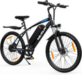 VARUN Mountainbike, 24 Zoll, 36 V, Schwarz/Blau, E Bike, 26/ E- Herren Damen mit 48/ Batterie, 21/1 Gang, Aluminium Rahmen