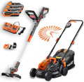 Fuxtec Rasentrimmer, 33 cm, 25 cm, 20 V, 40 V, Schwarz/Orange/Grau, Akku Garten-Set, Akku und Rasenmäher (2x ) inklusive 3X 2 Ah Li-Ion Akkus &