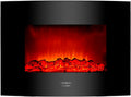 Cecotec Elektrokamin, 2000 W, Schwarz/Rot, Ready Warm 2210 Curved Flames 2210 Dekorativer mit, 2 Intensitäten, gebogenes Panel aus gehärtetem Glas