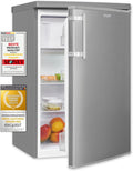 Exquisit Kühlschrank, 109 l, Silber, KS16-4-HE-040D inoxlook, Standgerät, Volumen, Inoxlook, Gefrierfach, LED-Licht