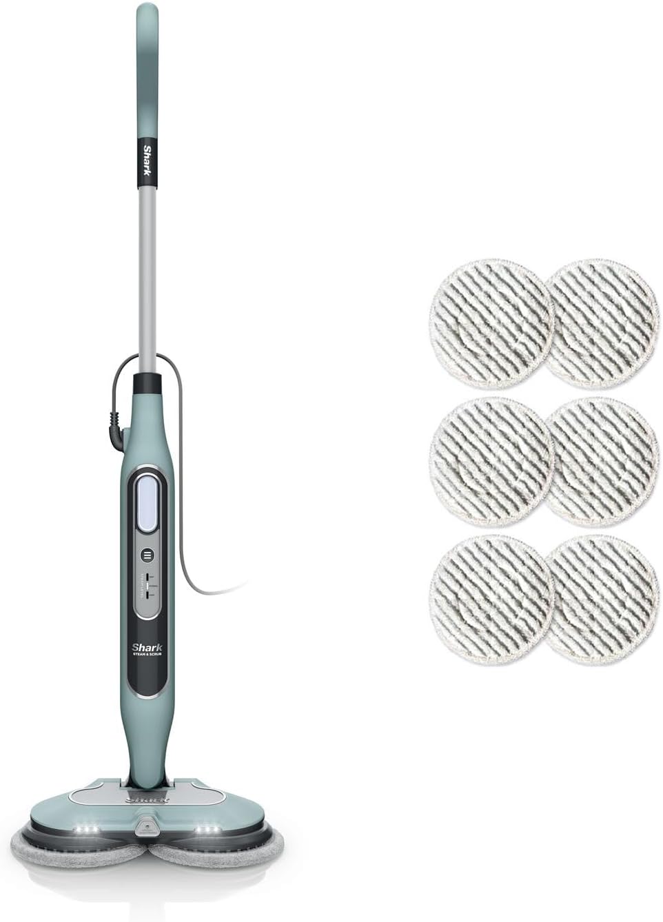 Shark Staubsauger, 8 m, Salbei-Grün, Dampfreiniger Mop, automatisch, mit Steam Blaster und 6 Schmutzfänger-Pads