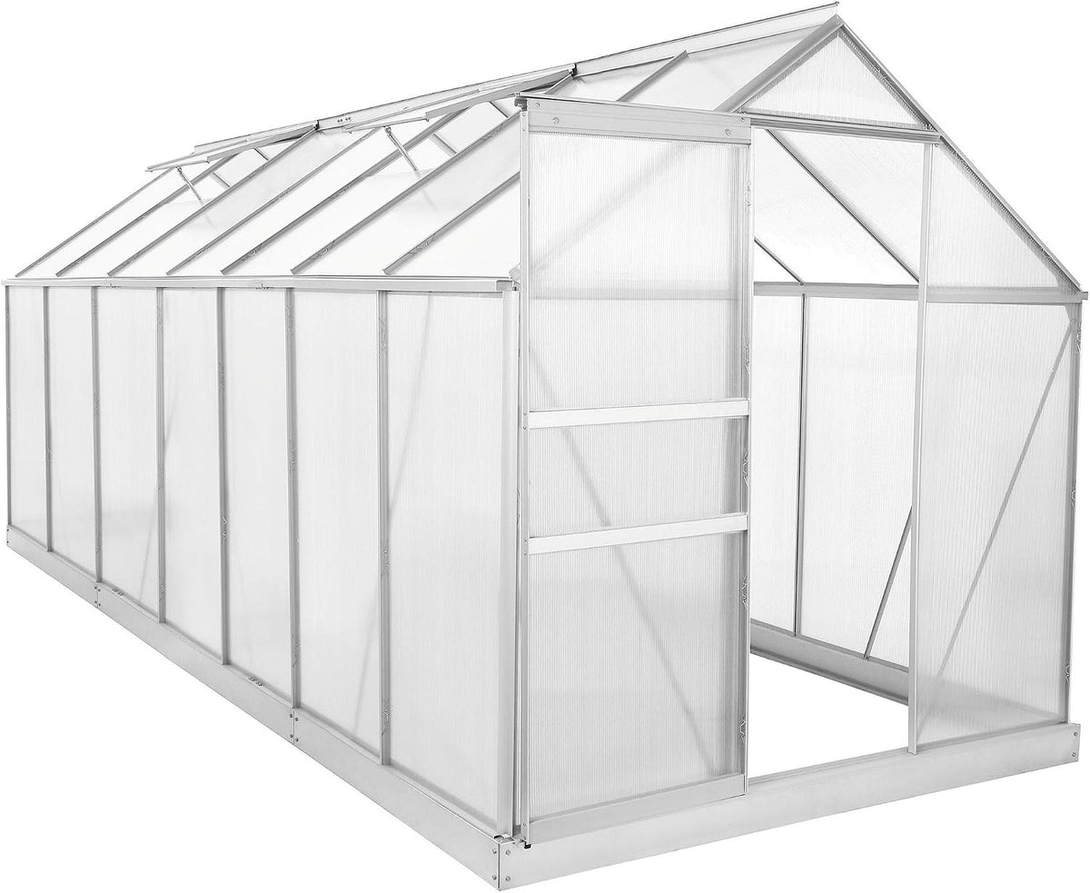 Zelsius Gewächshaus, 430 x 190 cm, 6 mm, Silber, Aluminium für den Garten, inklusive Fundament, Platten, Vielseitig nutzbar als Treibh