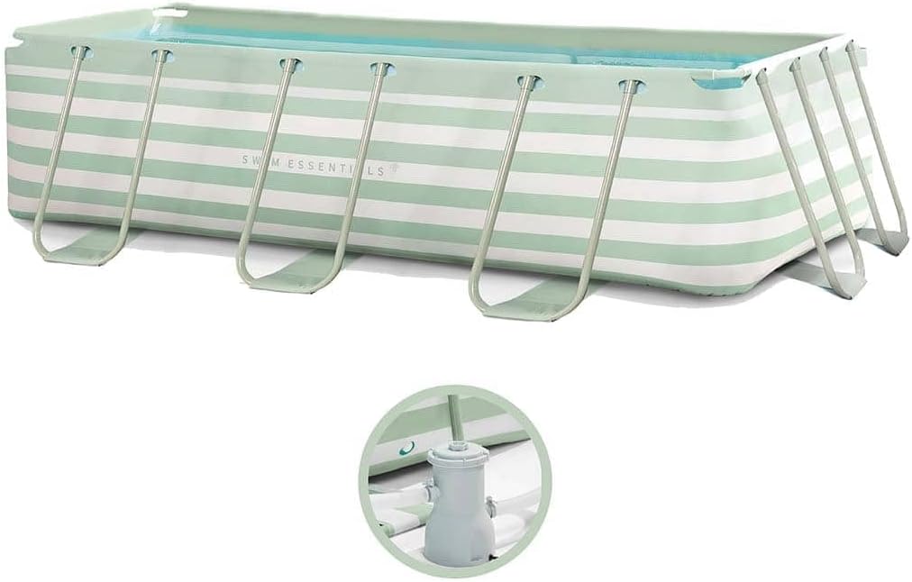 Swim Essentials Stahlrahmenpool, 400 x 200 x 75 cm, Grün/Weiß, Aufstellpool - Rahmenpool - Rechteck - - (inklusive