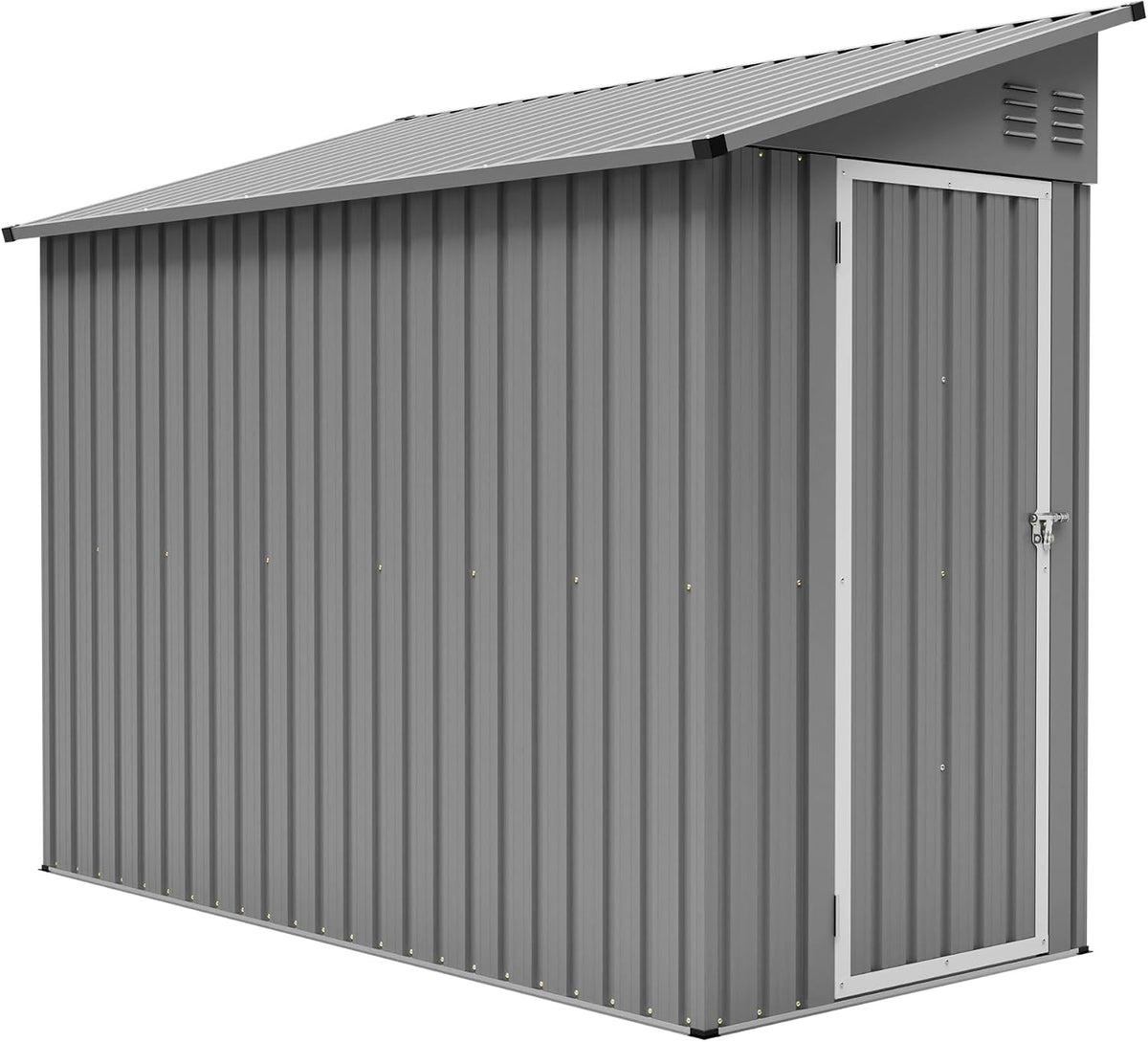 Gerätehaus GIHAUVIA, 242x111x192 cm, Grau, Metall mit Fundamentrahmen I wetterfestes Gartenhaus Metall