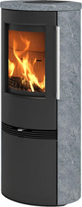TermaTech Kaminofen, 5 kW, Schwarz/Grau, Moderner Speckstein TT21RHS mit Schwarz Holzofen