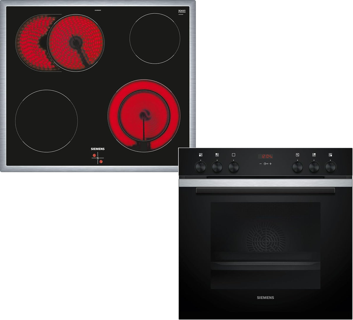 Siemens eq110ka0z Herdset Kochfeld, 60 x 60 cm, Schwarz/Edelstahl, EQ211KB11, iQ300 Einbau-Herd-Set, Bestehend aus HE213BBS3 Herd