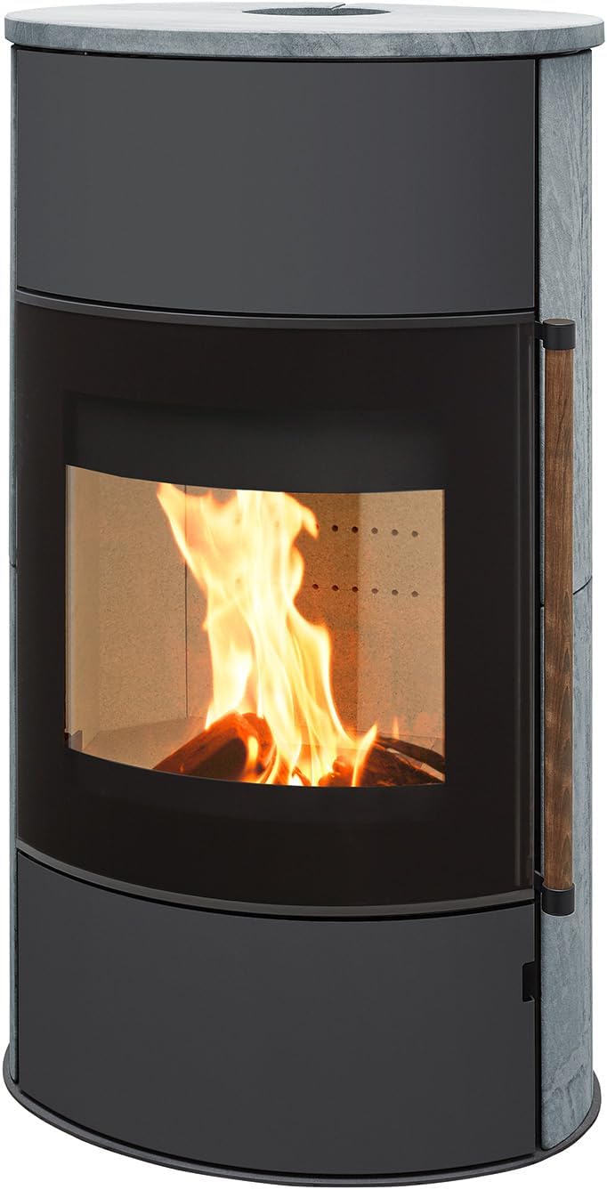 H&M Germany Kaminofen, 8kw, Gussgrau, Mango 2.0 Speckstein Holzofen Speicher modern große