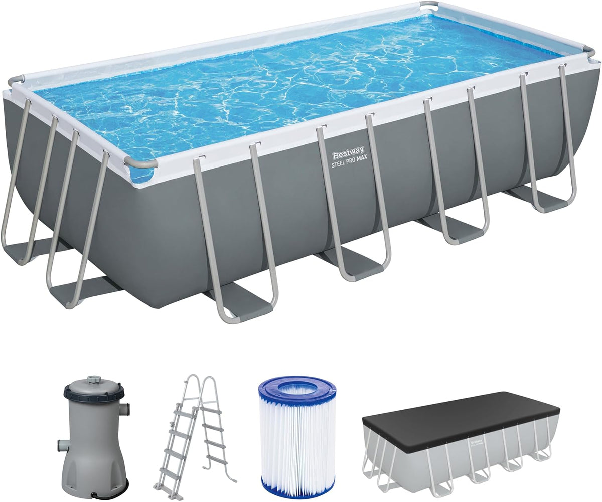 Bestway Pools & Schwimmbecken, 488 x 244 x 122 cm, 11.532 Liter, 3.028 l, Grau/Blau/Weiß