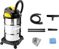 LAVOR Staubsauger, 30 Liter, 1200 W, Schwarz/Gelb/Silber, Nass- und Trockensauger VAC 30 S, Stahltank, 18 kPa
