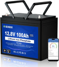 DCHOUSE Deep-Cycle-Batterien, 1280 Wh, 100 Ah, 12 V, Schwarz/Blau, Bluetooth LiFePO4 Lithium Batterie mit 100A BMS