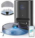 Vyzzle Saugroboter, 3.5 L, Schwarz/Blau, mit Wischfunktion 5500 Pa, mit Absaugstation, Staubsauger Roboter für Tierhaare Teppich Böden