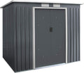 GIANTEX Gerätehaus, 213x130x173 cm, Anthrazit, Gartenhaus Metall, Geräteschuppen Gartenhütte Fahrradschuppen, Gartenschuppen Gartenhaus mit Fundament