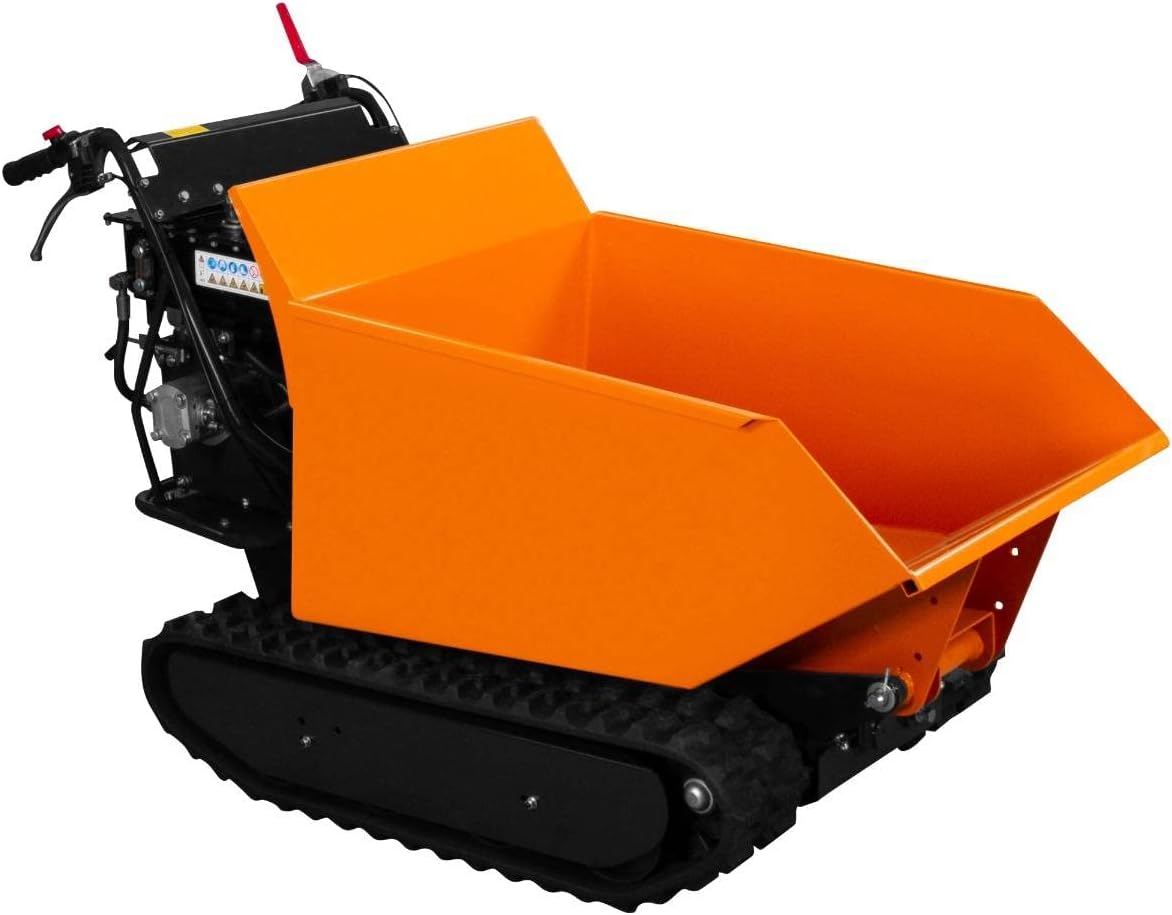T-Mech Schubkarren, 500 kg, Orange/Schwarz, Mini Raupendumper Dumper Benzin Motorschubkarre