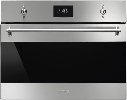 Smeg Mikrowelle, 40 Liter, 45 cm, Schwarz/Silber, Einbau- SO4301M1X, kompakte Kombination, Nische
