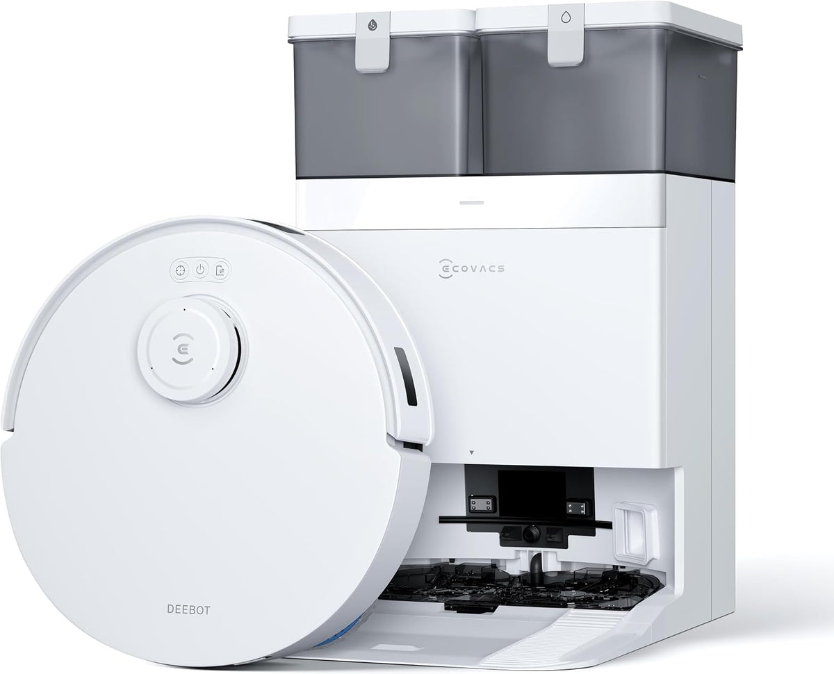 ECOVACS Saugroboter, Weiß/Grau, DEEBOT T30C Pro Omni GEN 2 mit Wischfunktion, 15400Pa Saugkraft, Auto-Entleerung