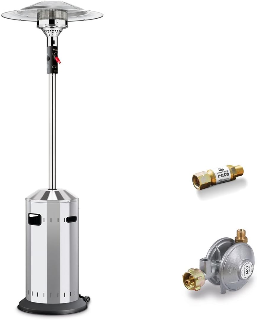 Enders Heizstrahler, Silber/Schwarz, Gas-Terrassenheizer Elegance inkl. Sicherheits Kit