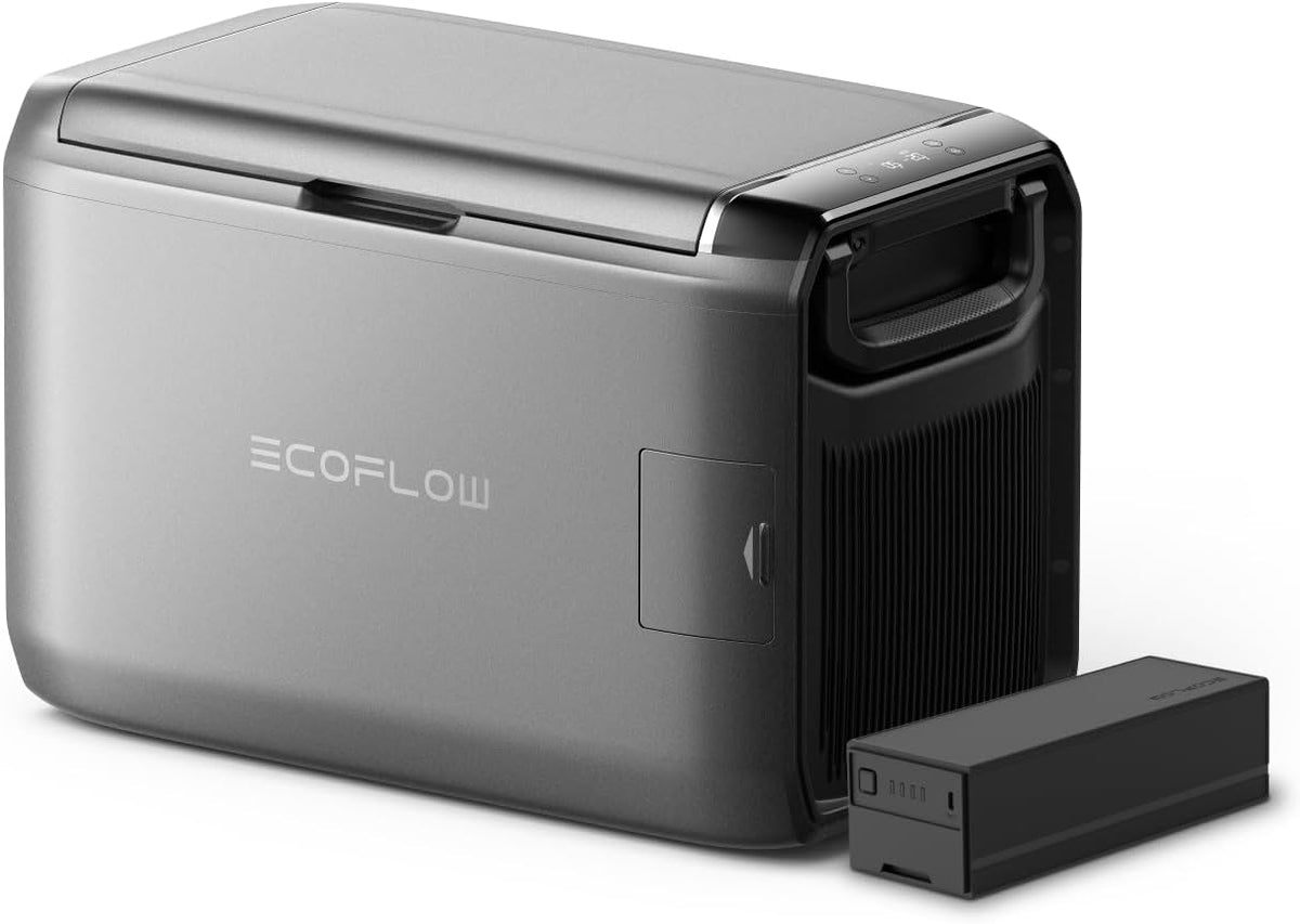 EF ECOFLOW Mini-Kühlschrank, 298 Wh, 45 L, Grau, GLACIER Classic Tragbare Kühlbox mit Zusatzakku, Zweizonen-Autokühlbox