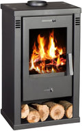 BALKAN ENERGY Kaminofen, 7 kW, Schwarz, Holzofen Modell Talon Holzofen mit Holzfach Nische