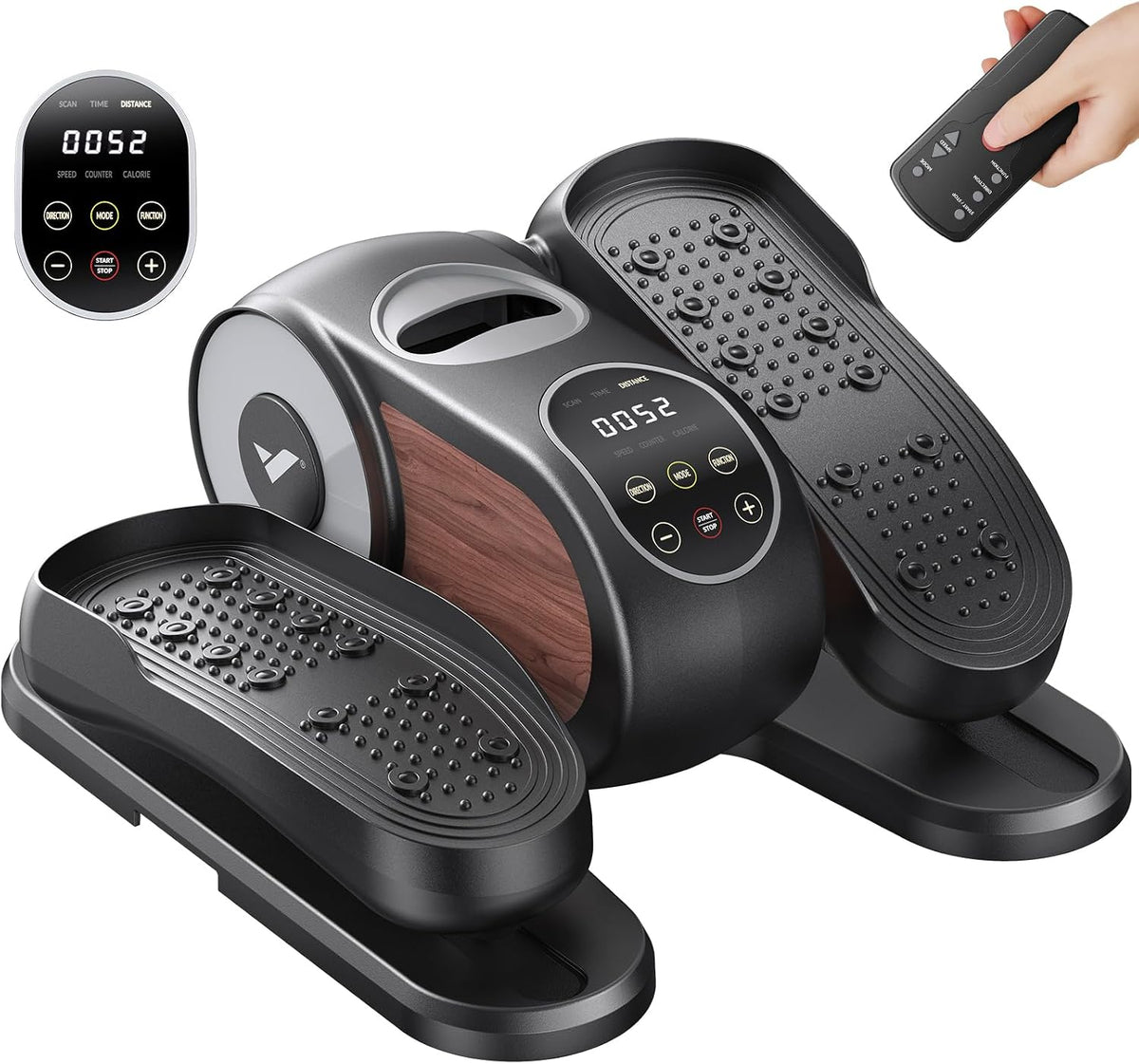 MERACH Crosstrainer, Schwarz, Mini Elektrischer, Untertisch Ellipsentrainer für Zuhause mit Fernbedienung, Display