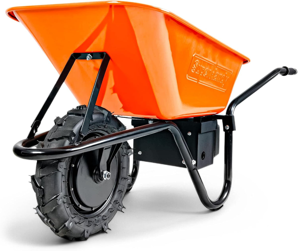SuperHandy Schubkarren, 150 kg, 48 V, 2 Ah, 75 l, Orange/Schwarz, Elektrische Schubkarre, Li-Ion-Akku, Kapazität