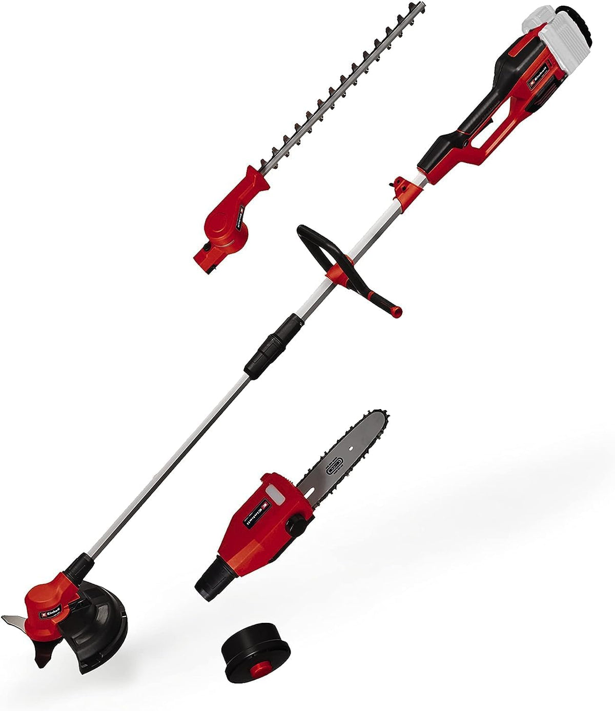Einhell Heckenschere, Rot/Schwarz/Silber, Akku-Multifunktionswerkzeug GE-LM 36/4in1 Li-Solo Power, 4 in 1 -, Kettensäge