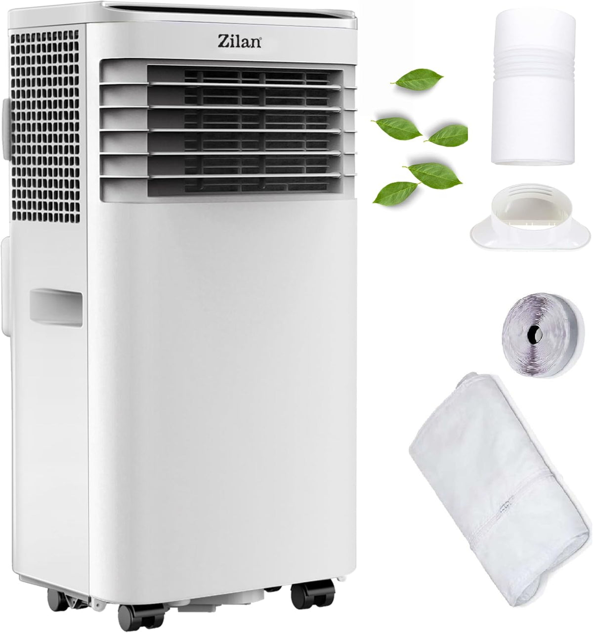 Zilan Klimaanlage, 50 m, Weiß, Mobile 9000 BTU 3-in-1 Mobiles Klimagerät mit, Kühlen, Entfeuchten & Ventilator