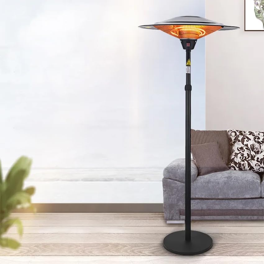 Glowster Heizstrahler, 2100 W, Schwarz, Quarz- für den Außenbereich, mit Fuß
