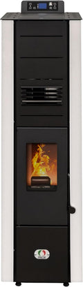 STUFE A PELLET ITALIA Pelletheizungen, 10 KW, 80m, Schwarz/Weiß, Colonna, öfen Effizienz 85% Heizt ² Superkompaktes Design