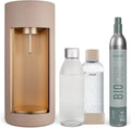 Mysoda Wassersprudler, 1 L, Beige, Glassy aus Holzkomposit mit CO2-Zylinder und Glasflasche &