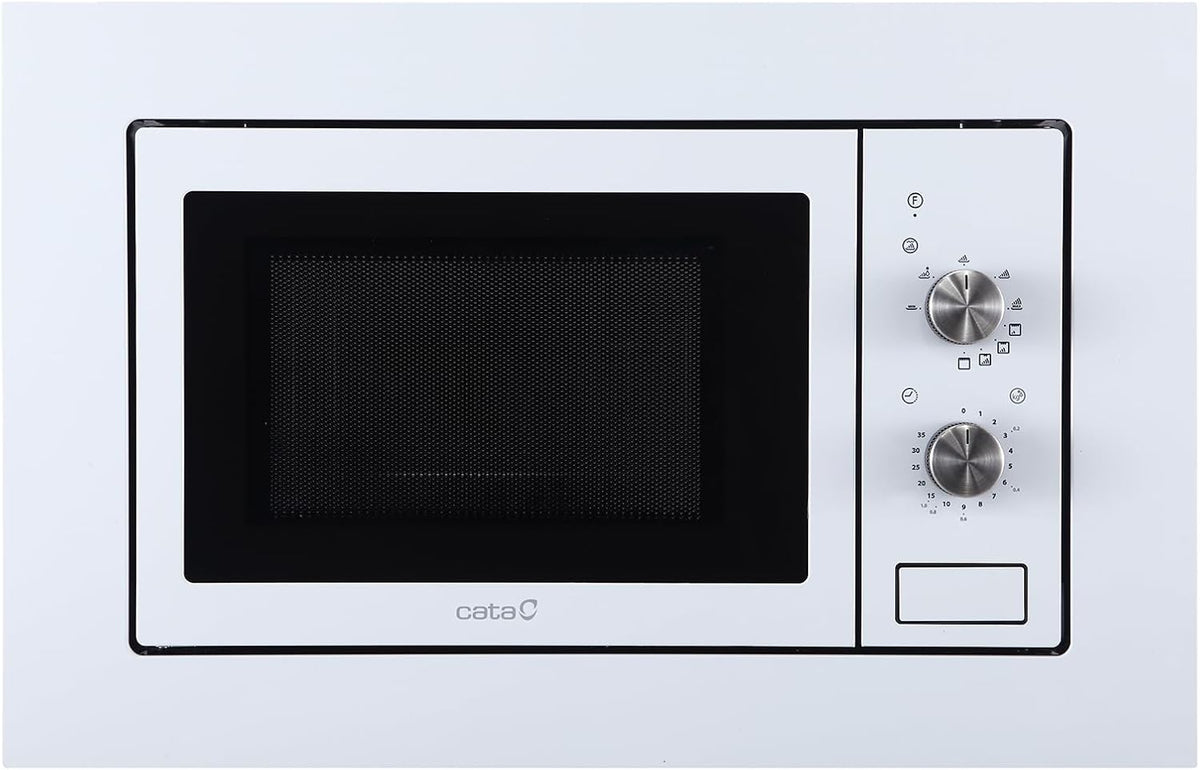 CATA Mikrowelle, 24,5 cm, 20 WH, 800 W, 20 L, Weiß/Schwarz, MMA Einbau-, mit Grillfunktion, mechanischer Timer, Edelstahl-Innenraum