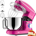 Facelle Knet- & Rührmaschinen, 2000 W, 6,2 L, Pink, Küchenmaschine, Knetmaschine, Teigmaschine Rührmaschine mit Edelstahl Schüssel 6